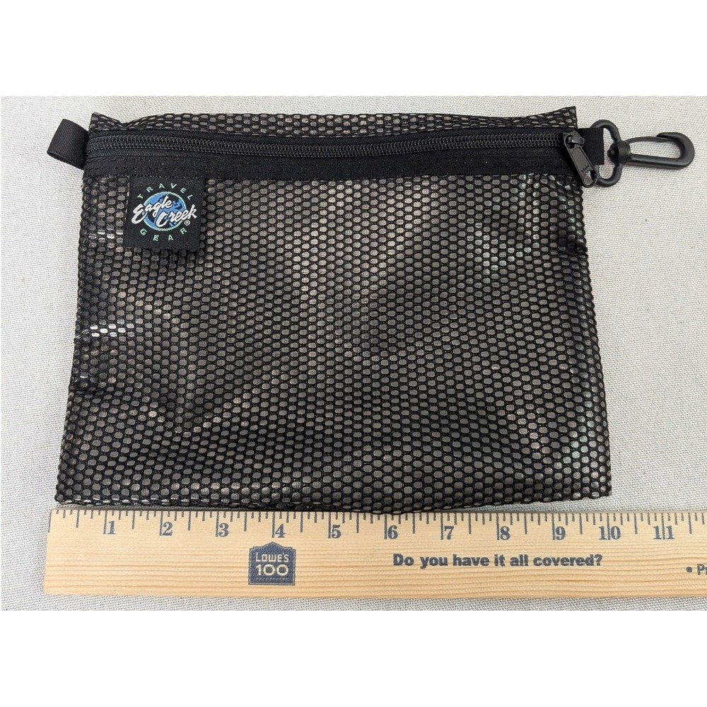 Eagle Creek Travel Organizer Pouches Set of 3 Black Mesh Excellent Zipper Clips - Picture 9 of 11